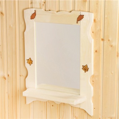 Зеркало для бани и сауны, настенное, с полкой, «Добропаровъ»