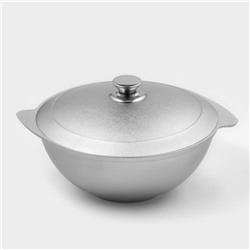 Казан для плова, 3.5 л, алюминиевая крышка, литые ручки, цвет серебряный