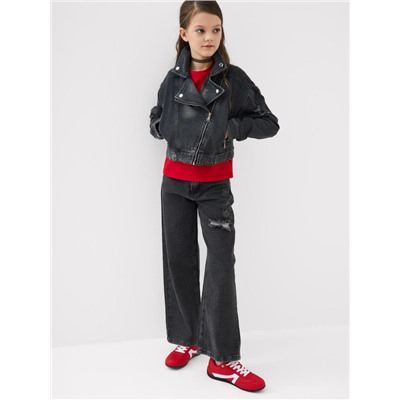 Брюки текстильные джинсовые для девочек