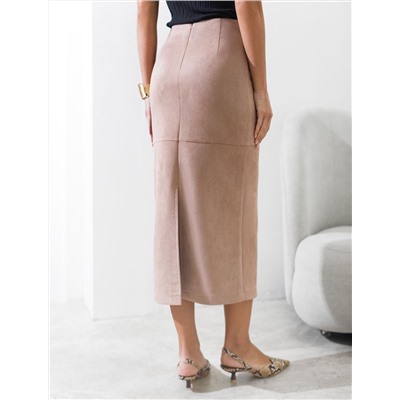 Юбка прямого силуэта из искусственной замши