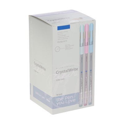 Ручка шариковая BrunoVisconti. CrystalWrite.Zefir, 0.38 мм стержень синий, МИКС