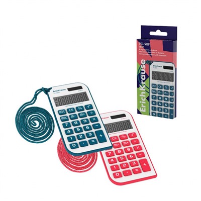 Калькулятор  8 разрядов 17х60 мм PC-989 Reef ассорти 62749 ErichKrause