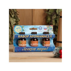 Новогодний набор эфирных масел «С Новым годом! С легким паром!», сосна, эвкалипт и мята, 3 шт. по 15 мл