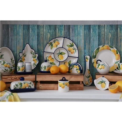 Тарелка глубокая Доляна «Лимон», d=20 см, цвет белый