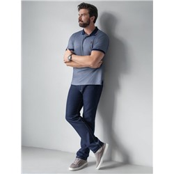 Футболка поло с воротником на пуговтцах из полотна пике с меланжевым плетением с эластаном