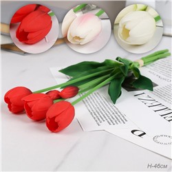 Цветок искусственный Тюльпан 5 штук набор 46 см / GR-008 /уп 30/360/силикон ВЫСОКОГО качества (Красный)