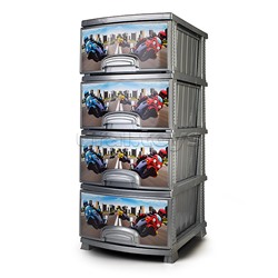 Комод "Декор" "Мотокросс" 4 секции серебристый перламутр