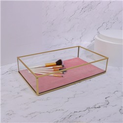 Органайзер для хранения «PINK RIPPLES», стеклянный, 29×17.5×6 см, цвет медный, розовый