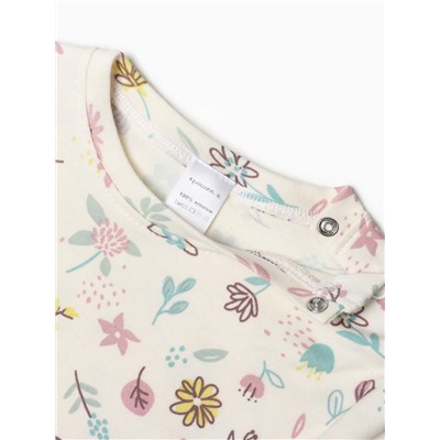 Футболка с длинным рукавом Крошка Я Flower, рост 62-68 см, бежевая