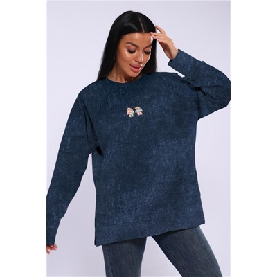 Худи женское с разрезами по бокам 003 (Джинсовый)