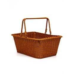 Корзина плетёная для хранения, 40×31×17 см, ручка h=17 см, пластиковая, коричневая