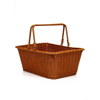 Корзина плетёная для хранения, 40×31×17 см, ручка h=17 см, пластиковая, коричневая