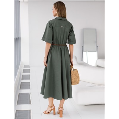 Платье в стиле сафари с отложным воротником