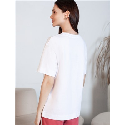 Футболка с принтом свободная из премиального 100% хлопка