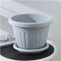Горшок для цветов с поддоном «Сильвер ЭКО», 7.2 л, d=28 см, пластиковый светло-серый
