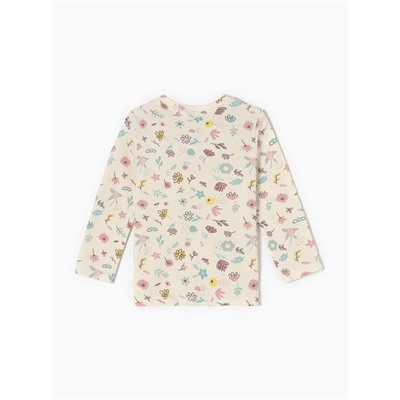 Футболка с длинным рукавом Крошка Я Flower, рост 62-68 см, бежевая