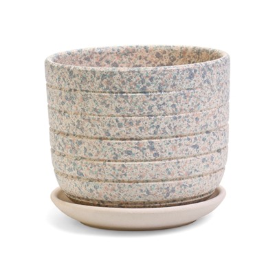 Горшок для цветов «Пряности», 800 мл, d=12 см, h=10.5 см, керамический, с поддоном, белый