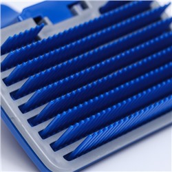 Пуходёрка пластиковая с самоочисткой большая, 12×20 см, синяя