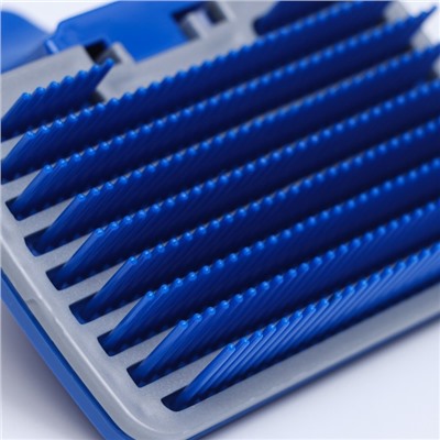 Пуходёрка пластиковая с самоочисткой большая, 12×20 см, синяя