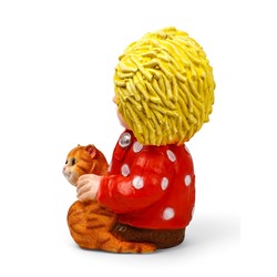 Садовая фигура из полистоуна «Домовой с котом», 39×26×28 см