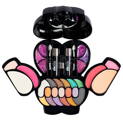 Набор детской декор. косметики Bondibon Eva Moda, BOX 16,5х12,5х4,5 см; тени для век-17шт.(12,48г), блеск для губ-6шт.(4г), румяна-4шт.(5,28г), пудра-1шт.(3,68г), тушь-2шт.(3,2г), аппликатор-3шт., пуховка-1шт., зеркало-1шт.,