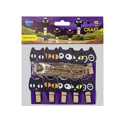 Декоративные прищепки деревянные "Котик" 35х7х9мм 10 шт 80333 Centrum