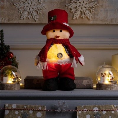 Светодиодная фигура «Снеговик» 13×30×8 см, текстиль, батарейки LR1130×3 (в комплекте), свечение тёплое белое