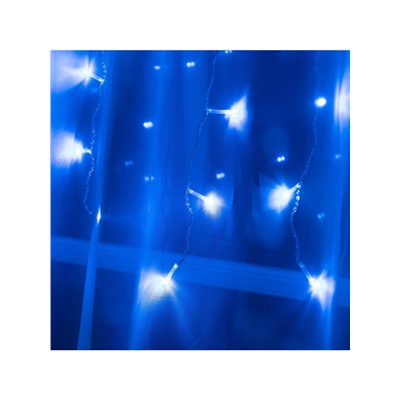 Гирлянда «Занавес» 1.5×1 м, IP20, прозрачная нить, 180 LED, свечение синее, 8 режимов, 220 В