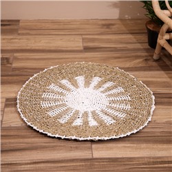 Коврик на пол круглый натуральный плетёный «Солнышко», из водорослей, 60 см, бежевый