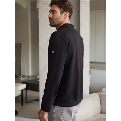 Свитшот с воротом стойкой на молнии из эластичного футера двухнитки