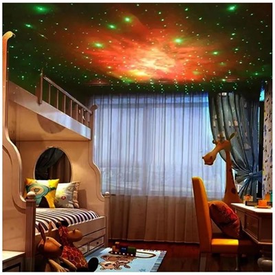 Лампа - проектор звездного неба Астронавт черный с пультом, светодиодный лазерный ночник робот, 8 режимов освещения