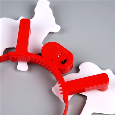 Ободок светодиодный «Олени» 18×16×3 см, 2 LED, батарейки AG10×3 (в комплекте), мерцание, свечение мульти