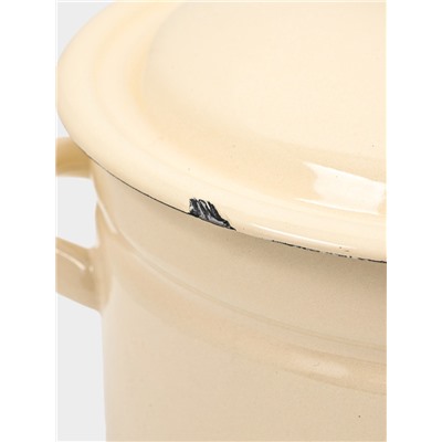 УЦЕНКА Кастрюля эмалированная, 6 л, d=23.5 см, с крышкой, цилиндрическая, слоновая, кости