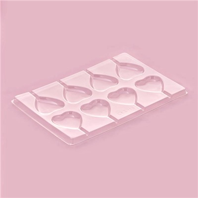 Форма для шоколада и конфет «Сердце», 27.2×18.2 см, 8 ячеек, прозрачная