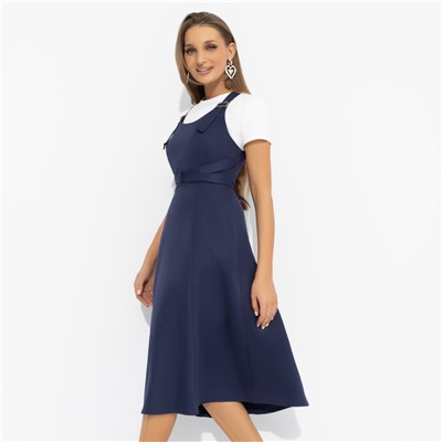 Сарафан с регулируемыми лямками, Смелее, чем вчера (синий, с поясом)