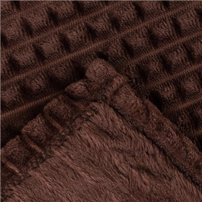 Плед «Этель. Клетка», 150×200 см, корал-флис, коричневый