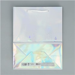 Пакет новогодний подарочный голографический «С Новым годом», 18×23×10 см