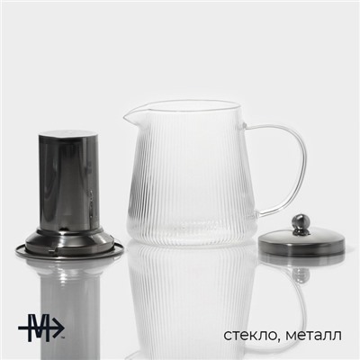 Заварочный чайник Magistro «Грани», 1 л, металлическое сито, стекло