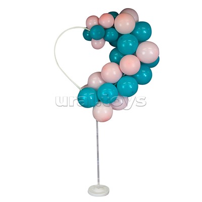 Стойка для шаров Сердце, на ножке, 0,7*1,5 м, Белый/Прозрачный, 1 шт.