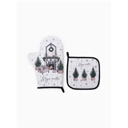 Кухонный набор «Этель» Magic winter: варежка-прихватка 20×27 см, прихватка 19×19 см