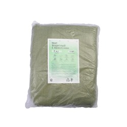 Брезент огнеупорный, 3×3 м, плотность 400 г/м², люверсы шаг 1 м, хаки