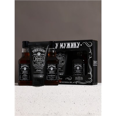 Подарочный набор «Самому крутому», гель для бритья 110 мл, гель для душа и шампунь для волос виски, 2×250 мл, Чистое счастье