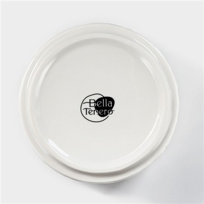 Банка для хранения сыпучих продуктов BellaTenero «Листья», 330 мл, d=10 см, с бамбуковой крышкой, фарфоровая, цвет белый