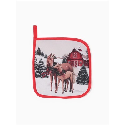 Набор кухонный «Этель» Horse family, варежка-прихватка 20×28 см, прихватка 19×19 см