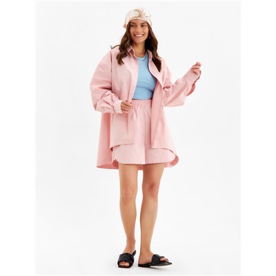 Костюм женский (рубашка, шорты) MINAKU: Oversize, тёмно-розовый, размер 46