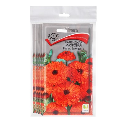 Набор семян Календула махровая "Ред виз блэк центр", 5 шт.