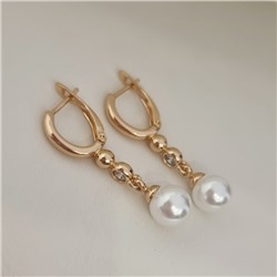 Серьги коллекция "Xuping" покрытие позолота, вставка: фианиты и исск.жемчуг, Х000769106, арт.001.666