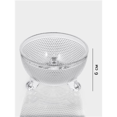 Конфетница Доляна «Венеция», 200 мл, 10×6 см, на ножках, стекло, прозрачная