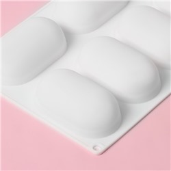 Форма для муссовых десертов и выпечки Доляна «Раузи», 30×17.5×3.5 см, 8 ячеек (8.7×4.7 см), силикон, белая