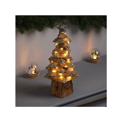 Фигура деревянная «Ёлочка», 33×17×17 см, 50 LED, батарейки AAx2 (не в комплекте), свечение теплое белое